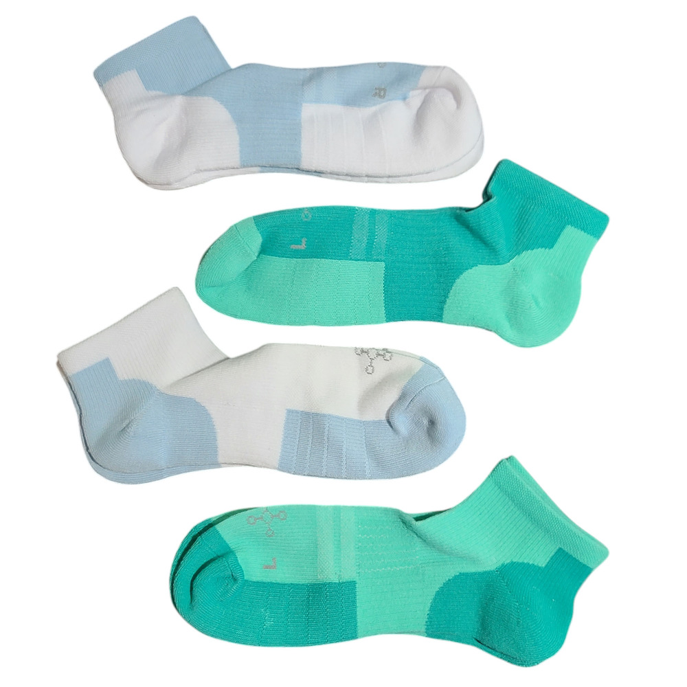 Tommie Copper 4 Pack ErgoFit Compression Ankle Socks - Blue/Green Small